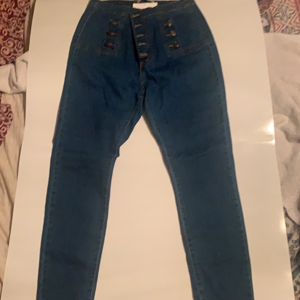 Women’s size L Large hi waist button jeans by American Bazi. NEW!!!! Stretch - Picture 2 of 7